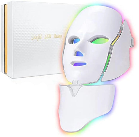 Led Face Mask Light Therapy 7 Color Led Light Therapy Facial Mask Blue Red Light Therapy for Face Acne Reduction Skin Care Mask