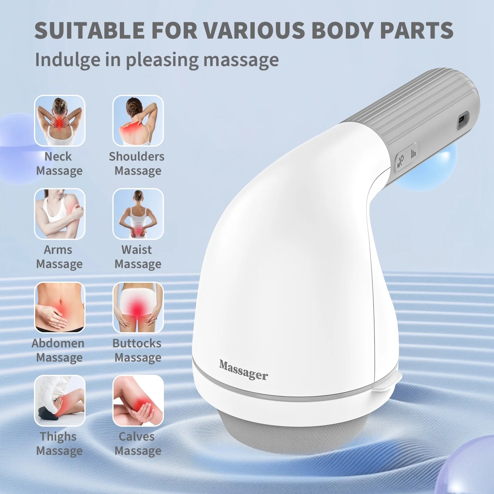 Cellulite Massager - Cordless Body Sculpting Machine, Deep Tissue Massage for Arms, Body, Buttocks, White