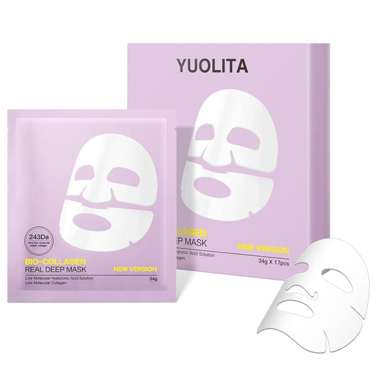 Deep Collagen Jelly Gel Face Mask,Bio-Collagen Facial Mask for Glass Glow Skin,Hydrating Hydrogel Sheet Overnight Mask, Low Molecular Weight Collagen for Lifting, Firming, and Moisturizing