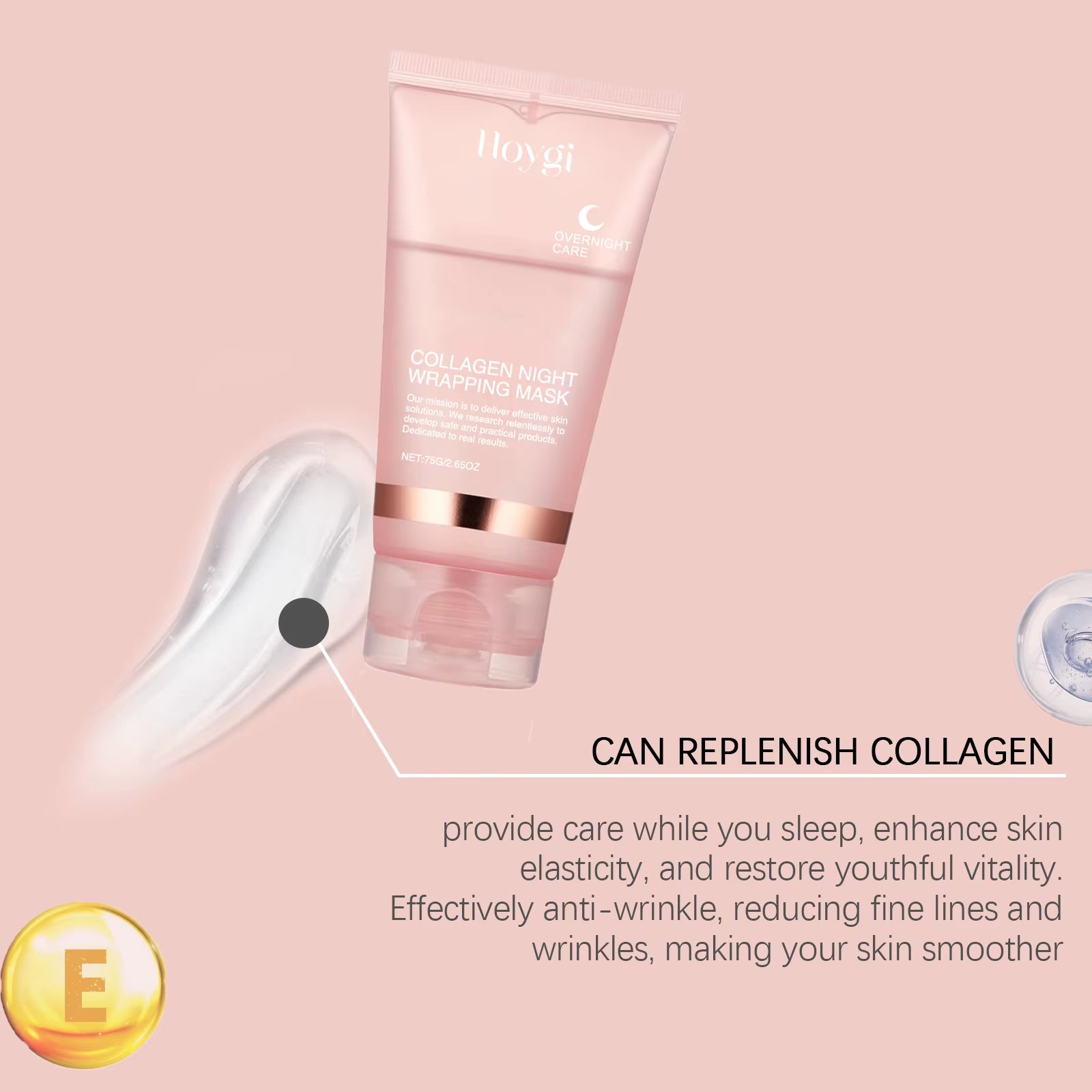 75Ml,Collagen Mask Baby Collagen Glow Mask Collagen Peel off Mask Korean Face Mask Make Glowy Skin Skin Elasticity Firming Wrink